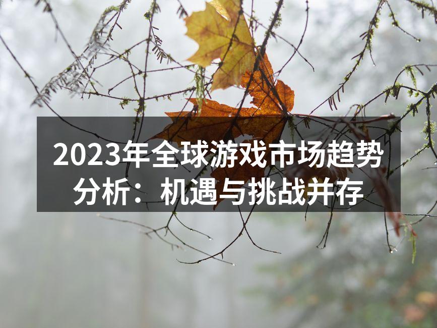 2023年全球游戏市场趋势分析：机遇与挑